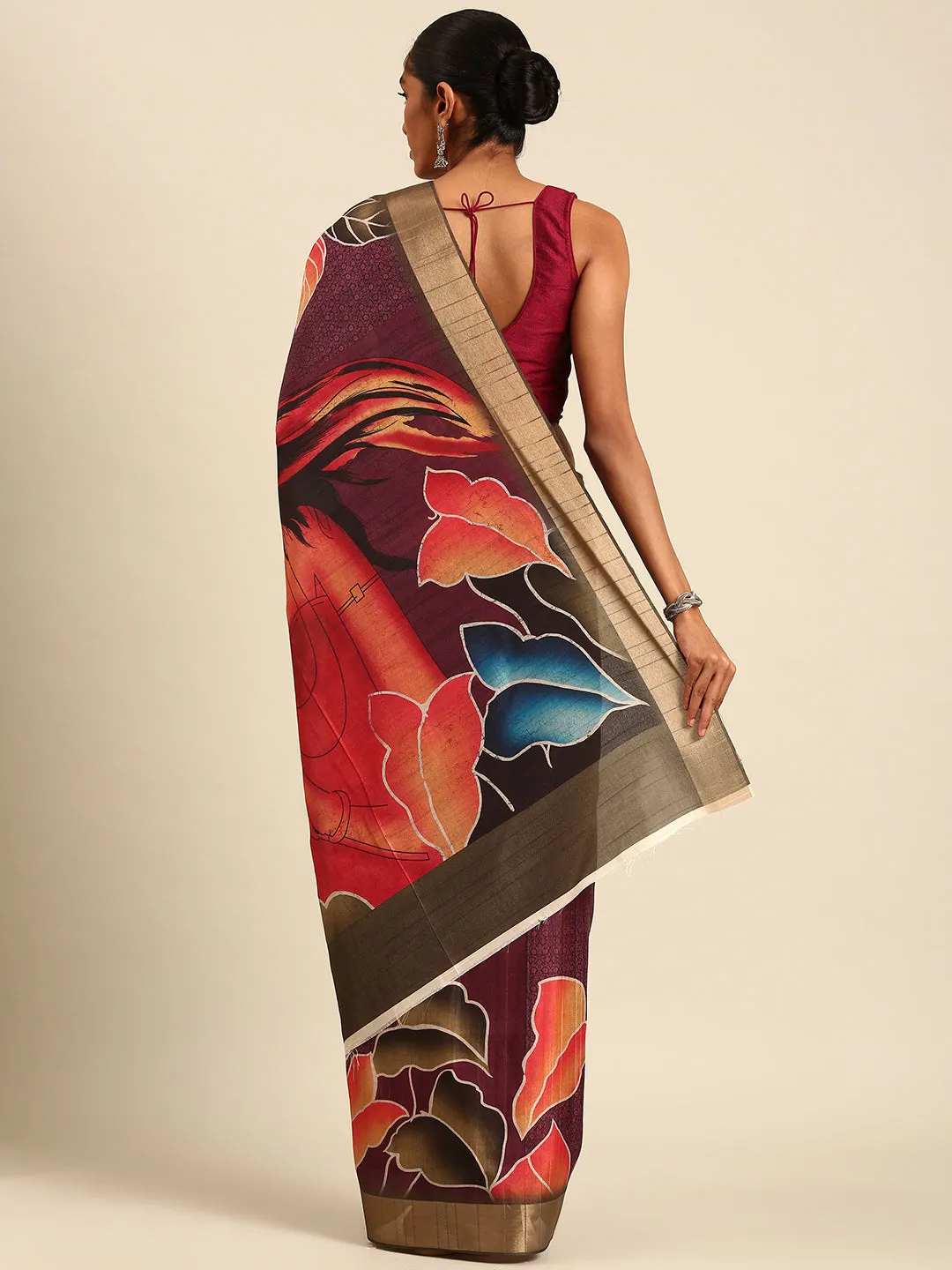 Multi Color Cotton Digital Printed Saree
