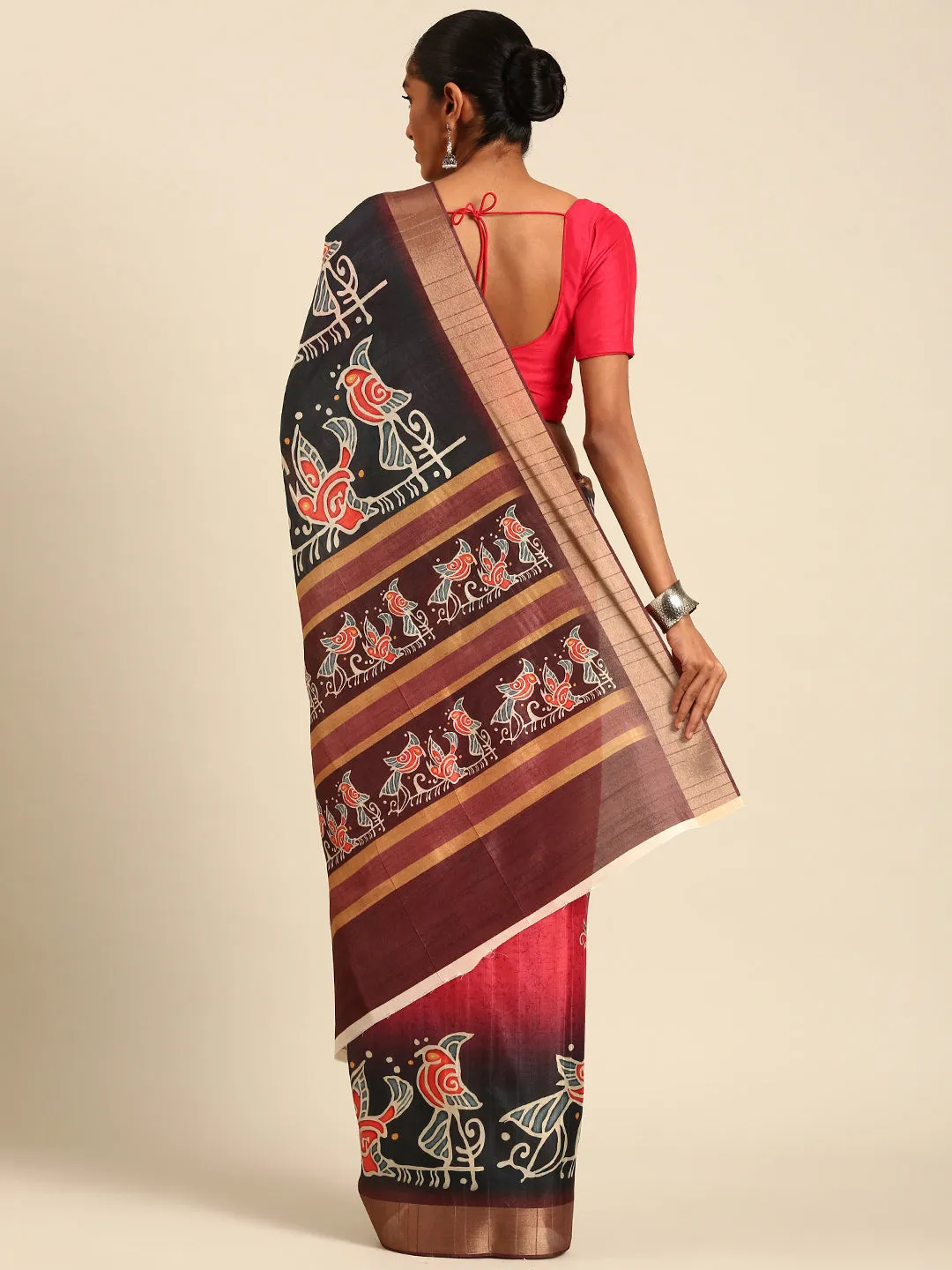 Multi Color Cotton Digital Printed Saree