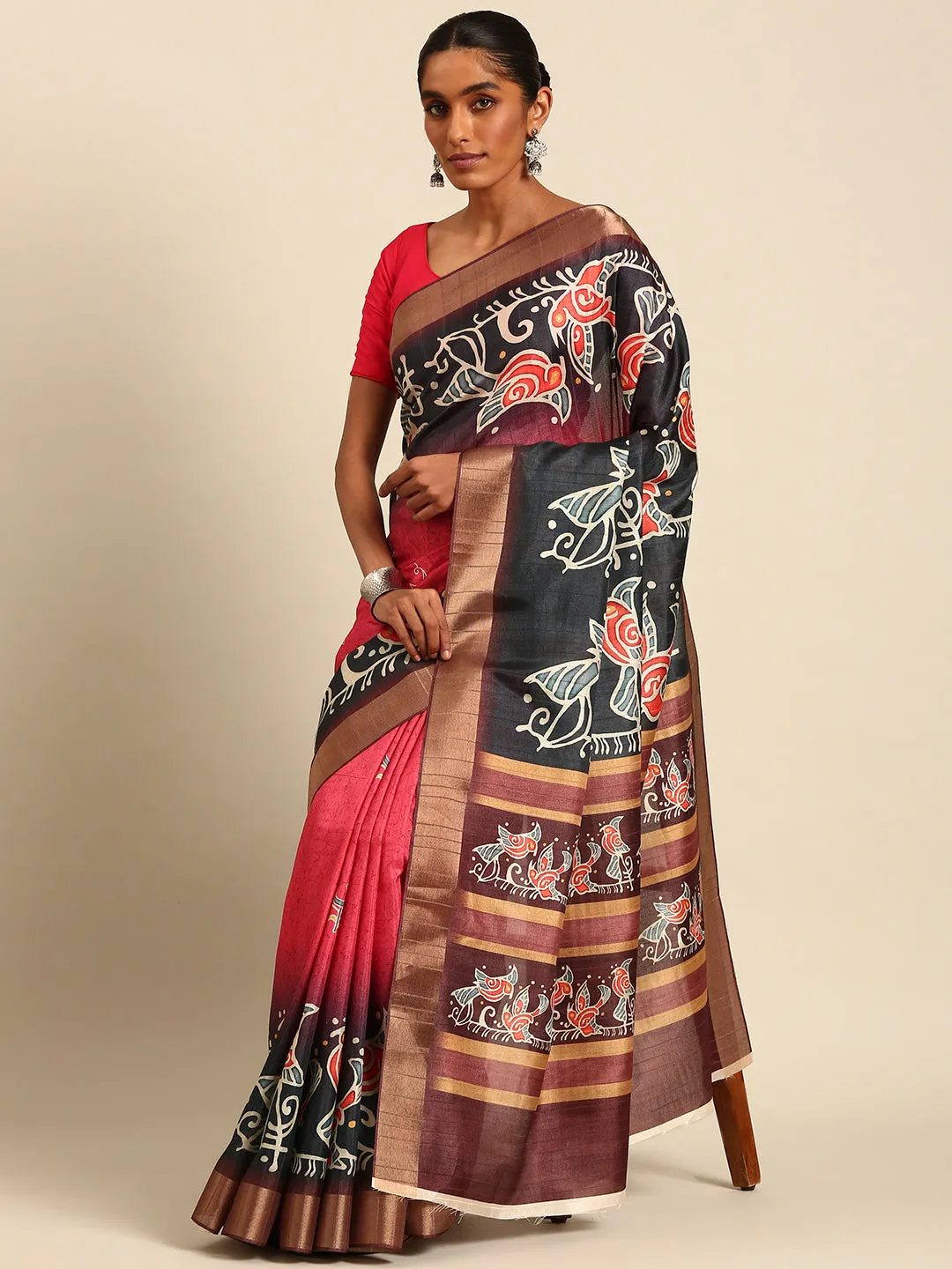 Multi Color Cotton Digital Printed Saree