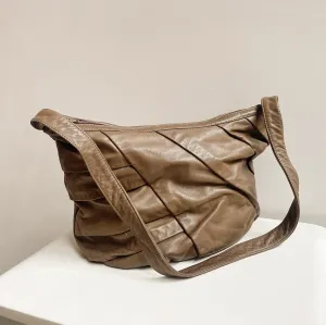 Mushroom Soft Leather Pleat Bag