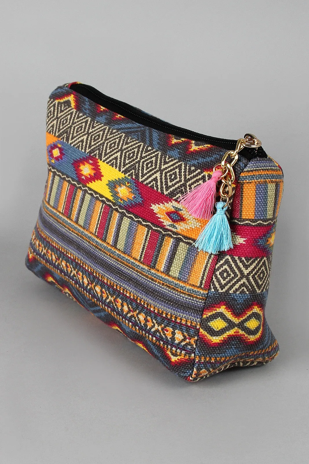 Muted Pattern Canvas Zipper Pouch