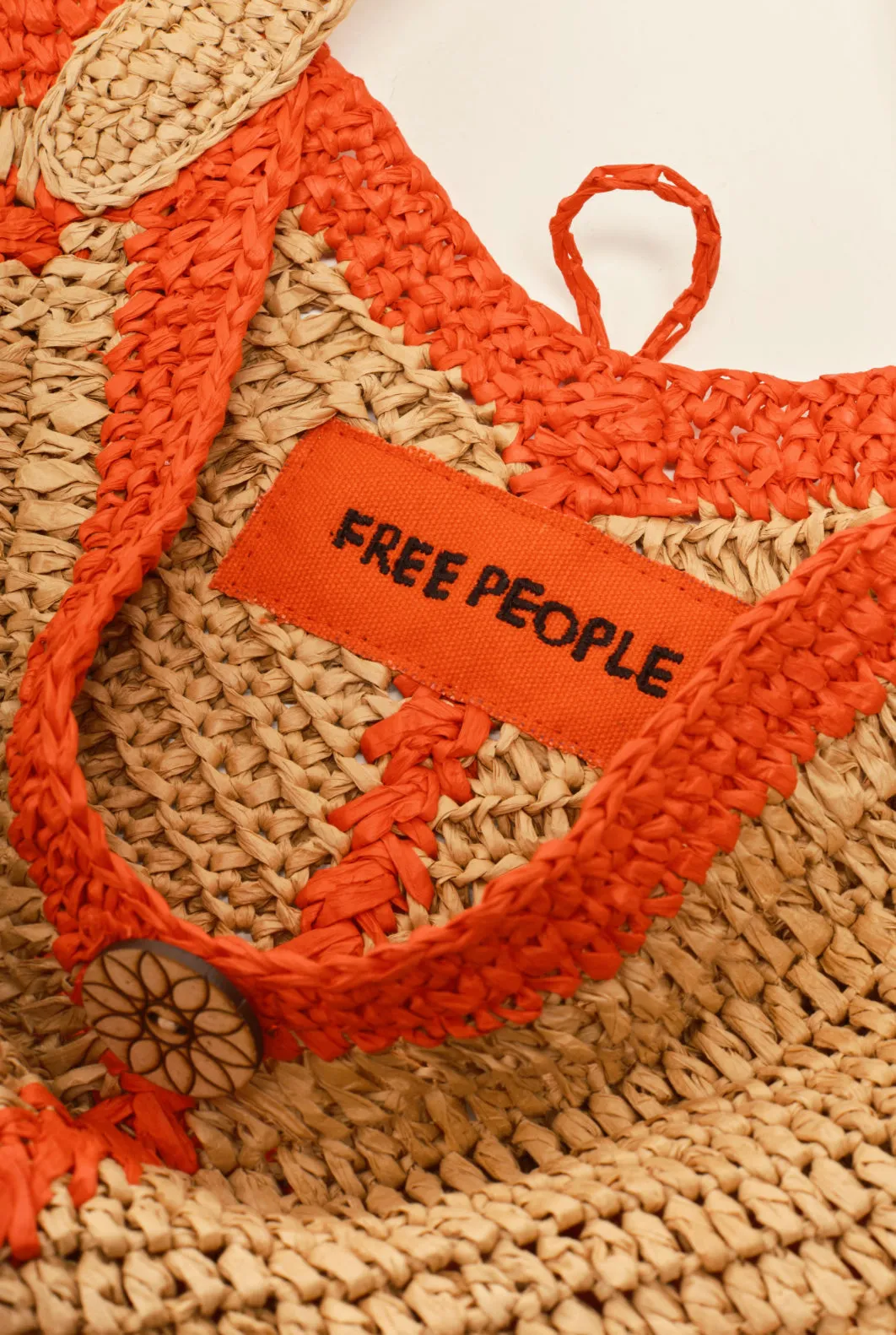 mykonos straw tote in war orange
