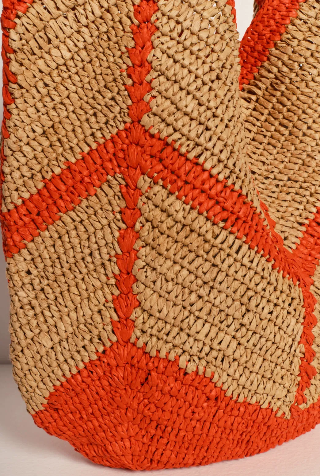 mykonos straw tote in war orange