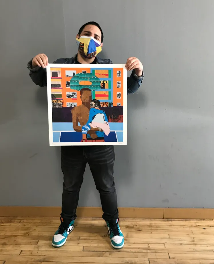 Na'ye Perez, Sunsets in Harlem, 2021; Hand Embellished, Signed, and Numbered Limited Edition Print