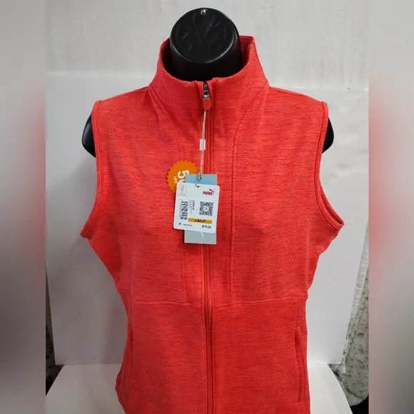 New Puma Golf Ladies Cloudspun Daybreak Vest Full Zip Up Pink Size Small NEW🔥