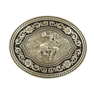 Nocona Oval Saddle Bronc Rope Edge Scroll Belt Buckle