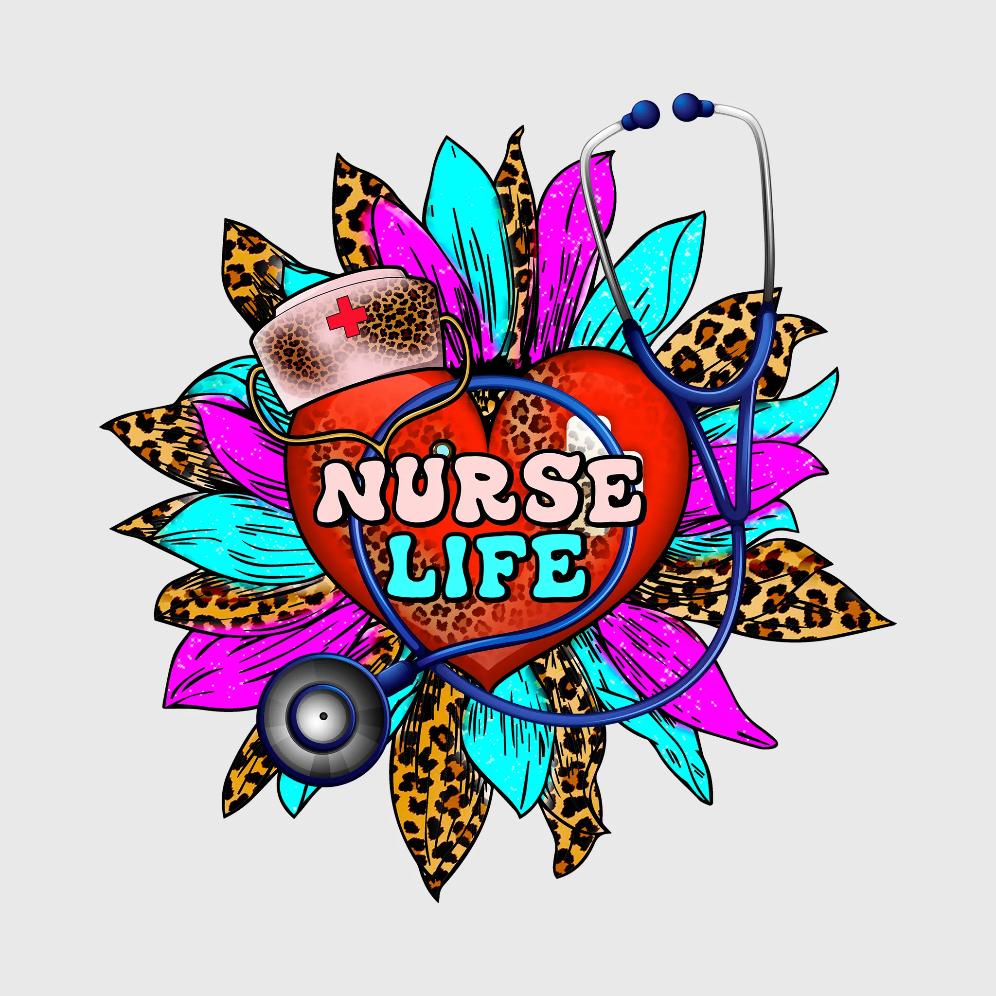 Nurse Life Floral and Heart Transfer