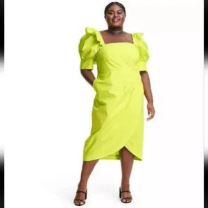 NWT Christopher‎ John Rogers For Target Puff Sleeve Faux Wrap Dress Size 28W/30W