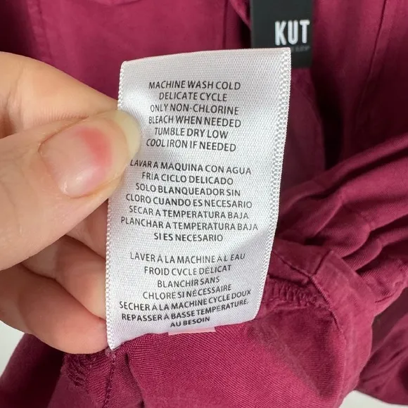 NWT KUT from the Kloth Brinley Utility Jacket Bordeaux Sz L Full Zip Pockets