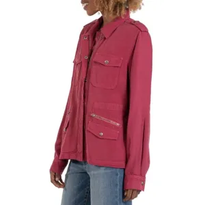 NWT KUT from the Kloth Brinley Utility Jacket Bordeaux Sz L Full Zip Pockets
