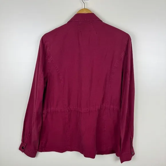 NWT KUT from the Kloth Brinley Utility Jacket Bordeaux Sz L Full Zip Pockets