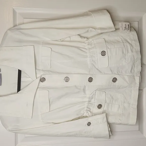 NWT Nordstrom Amber Sun Women's White Linen Cotton Blend Jacket Size M