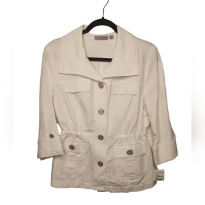 NWT Nordstrom Amber Sun Women's White Linen Cotton Blend Jacket Size M