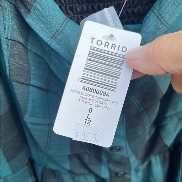 NWT Torrid MIDI Plaid Button Front DressTeal Black Size 12 (Torrid 0)