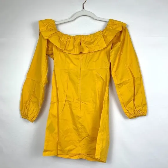 NWT Tularosa Revolve Zuri Off The Shoulder Ruffle Mini Dress Marigold Yellow