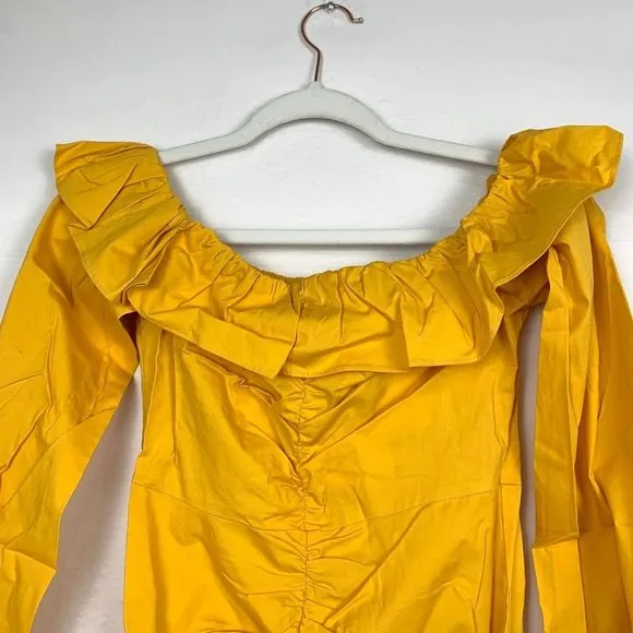 NWT Tularosa Revolve Zuri Off The Shoulder Ruffle Mini Dress Marigold Yellow