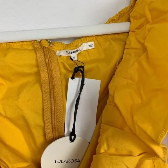 NWT Tularosa Revolve Zuri Off The Shoulder Ruffle Mini Dress Marigold Yellow
