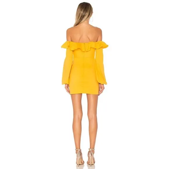 NWT Tularosa Revolve Zuri Off The Shoulder Ruffle Mini Dress Marigold Yellow