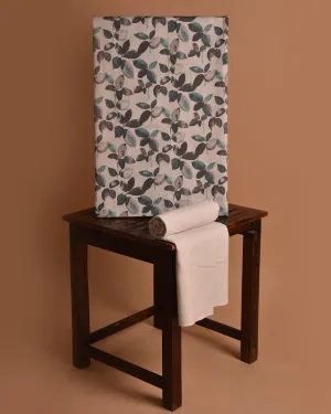 Off White With Green Cotton Flex Digital Printed Unstitched Co-ord Set Fabric With Cotton Flex Bottom Fabric
