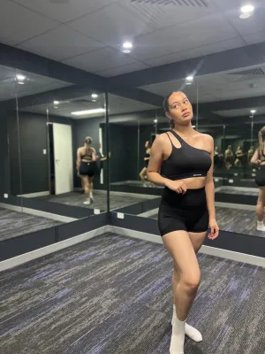 One Shoulder Sports Bra Black