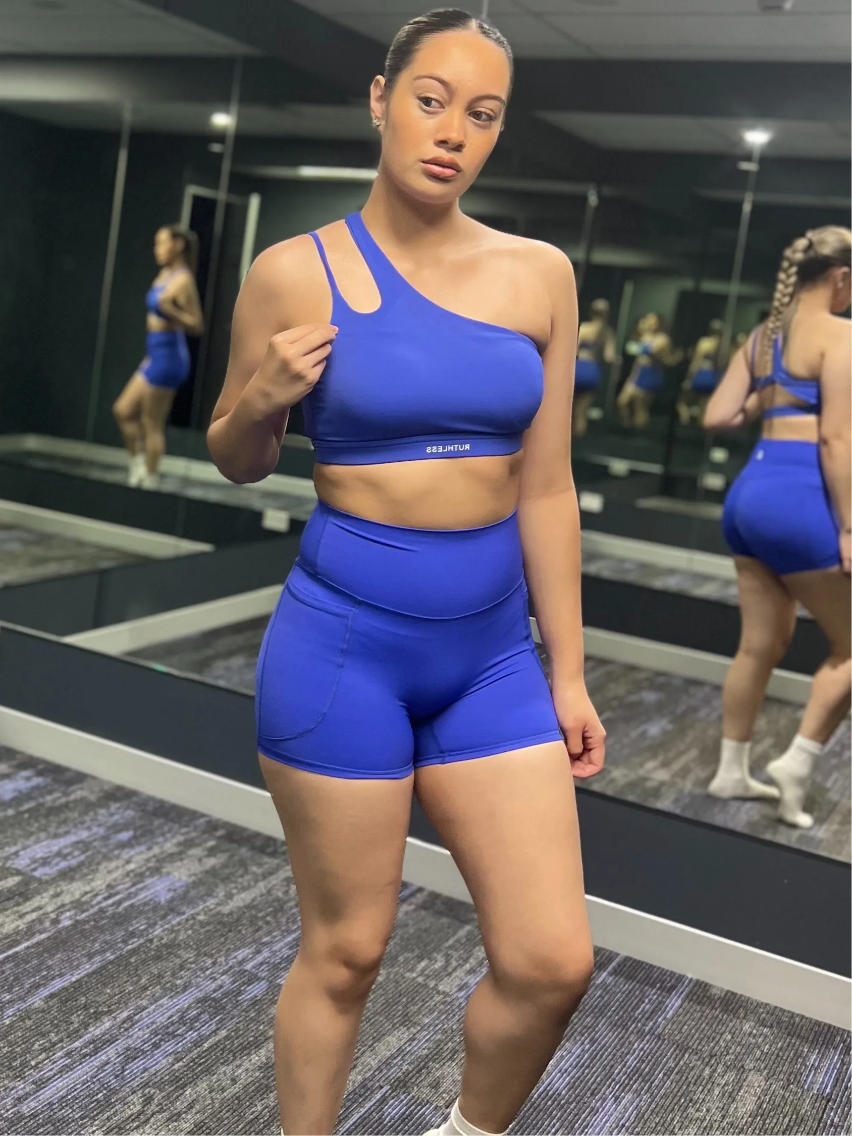 One Shoulder Sports Bra Royal Blue