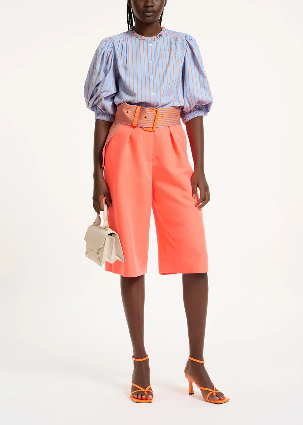 Orange and lilac striped canvas belt
