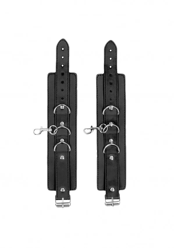 Ouch Black & White Bonded Leather Collar with Wrist Cuffs