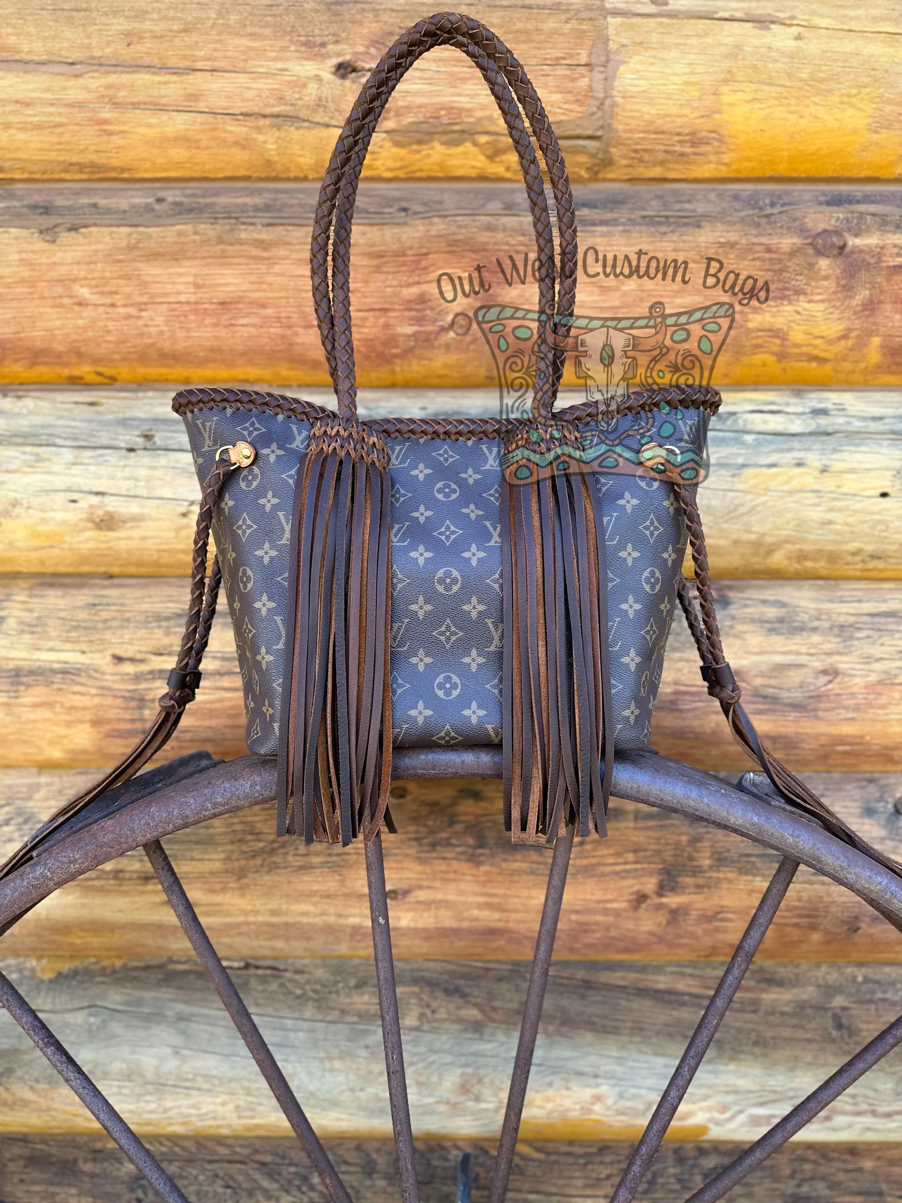 Out West Monogram Neverfull MM Revamped Leather Fringe