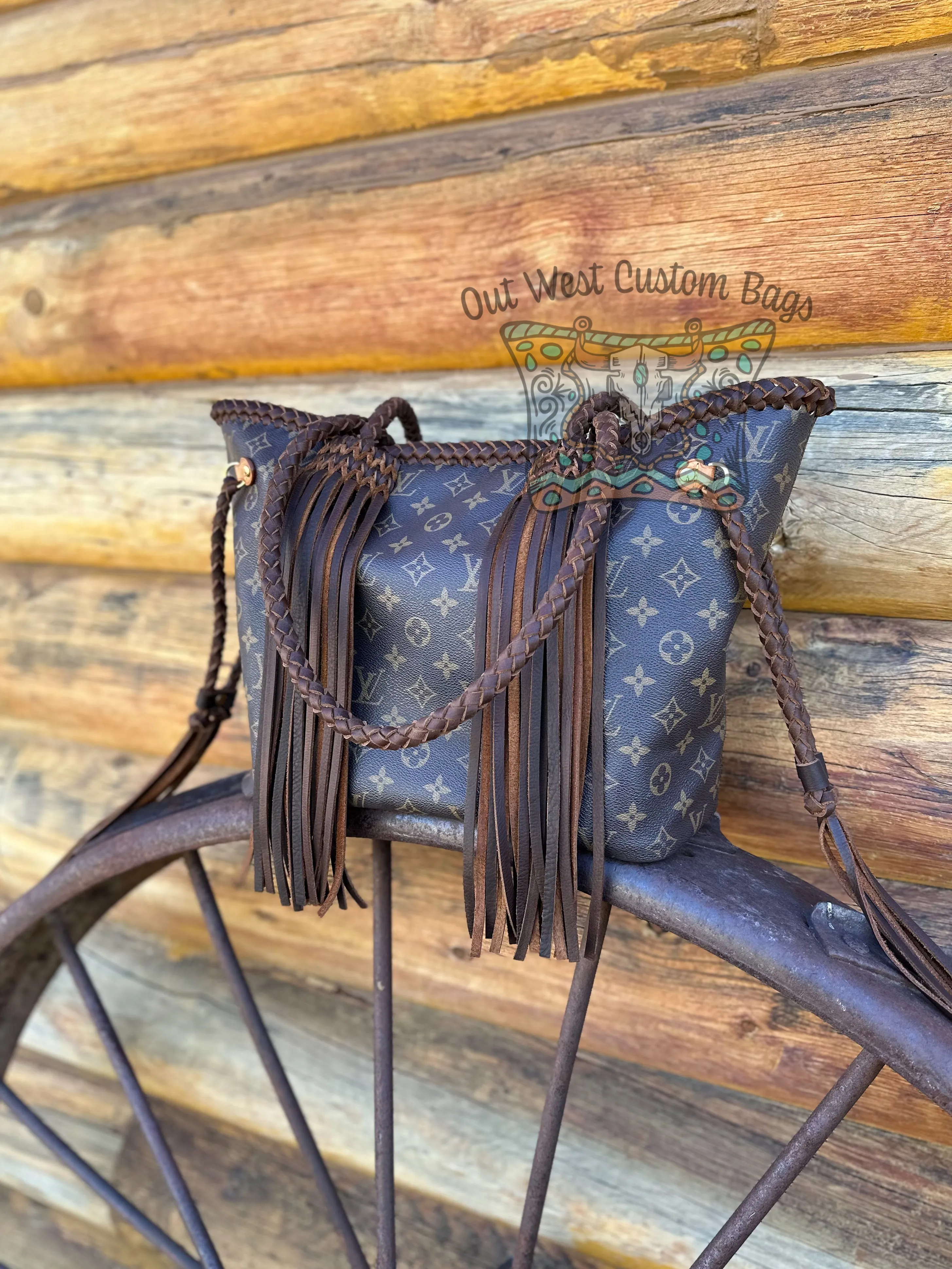 Out West Monogram Neverfull MM Revamped Leather Fringe