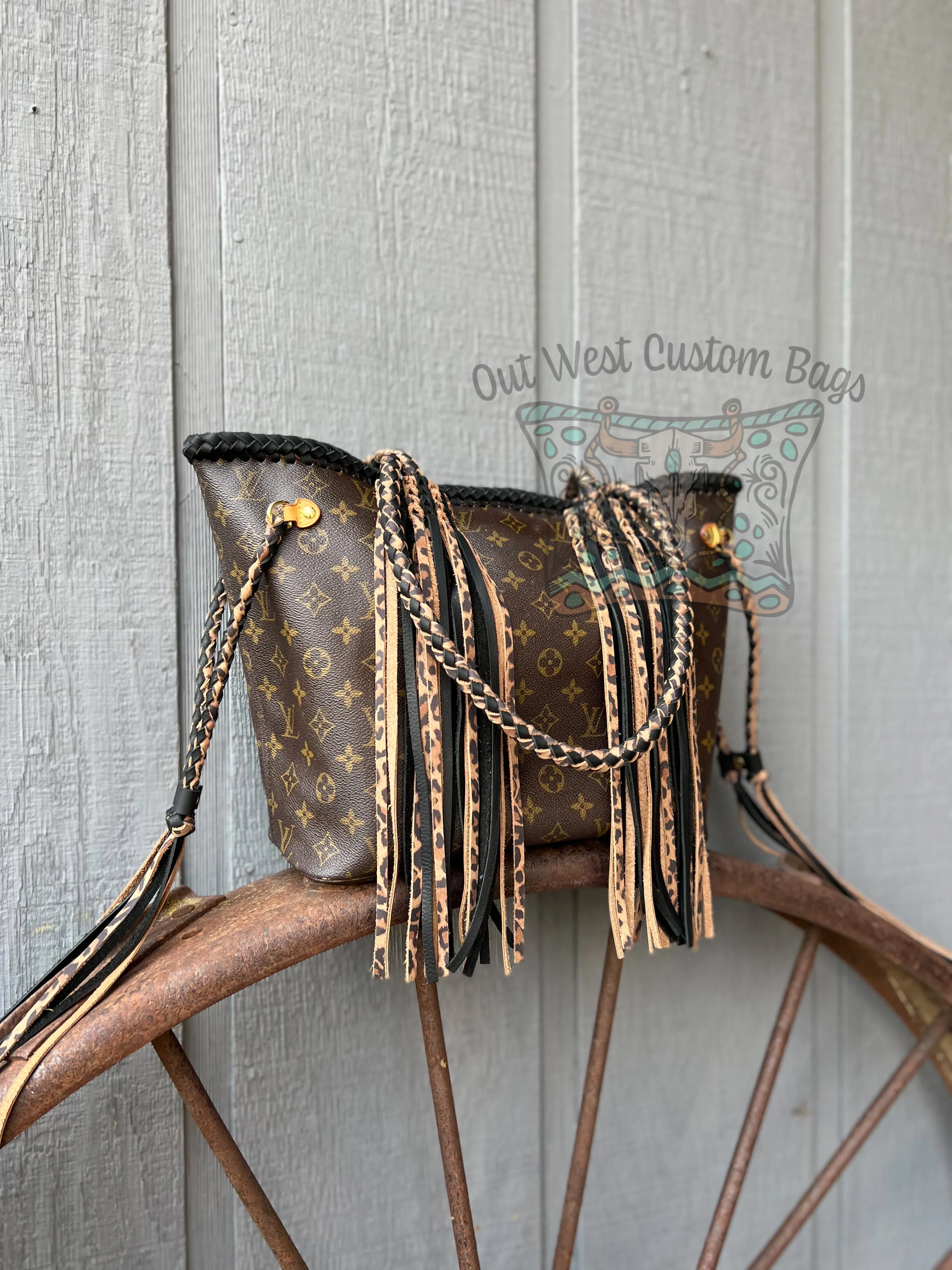 Out West Monogram Neverfull MM Revamped Leather Fringe
