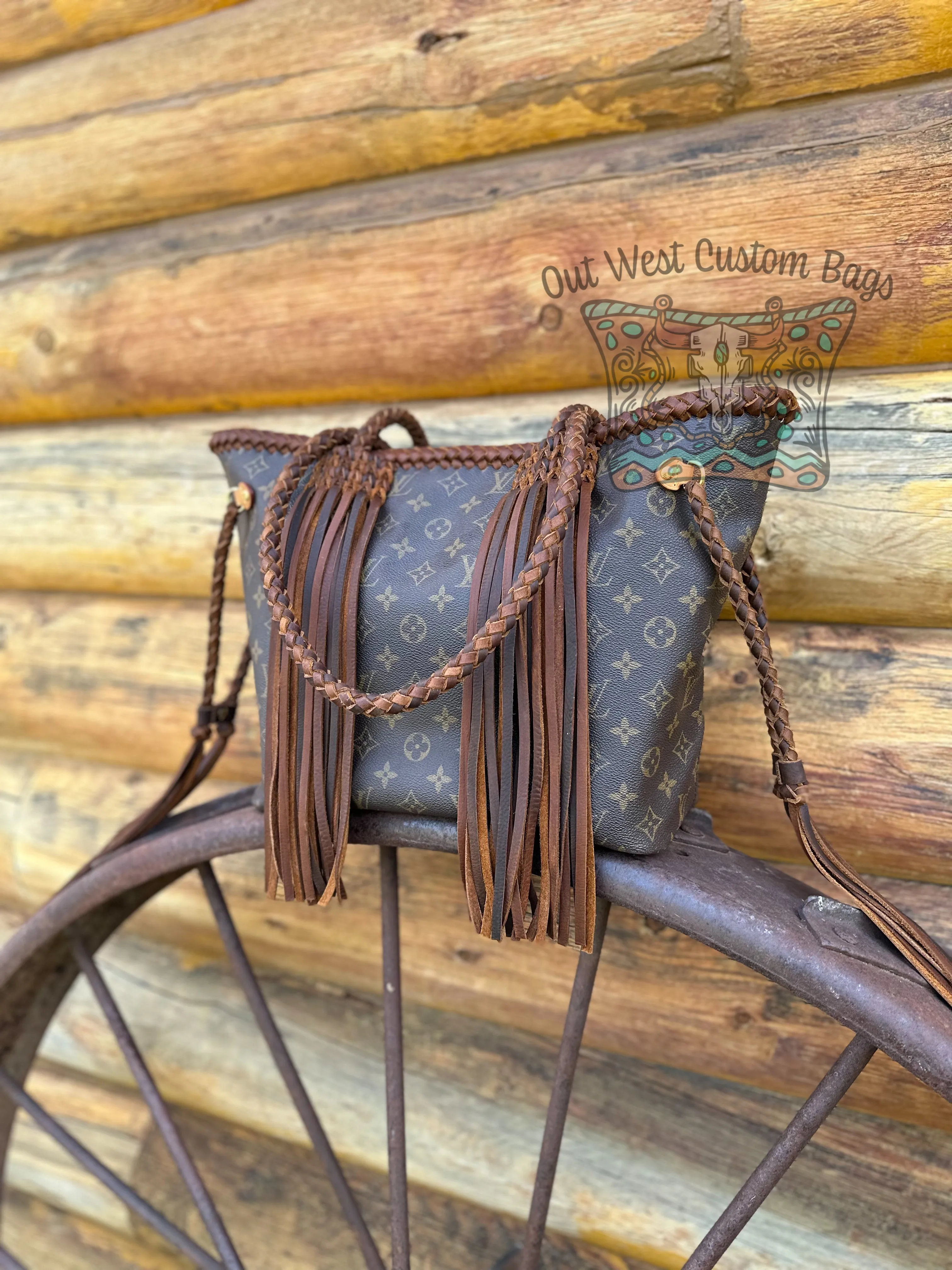 Out West Monogram Neverfull MM Revamped Leather Fringe