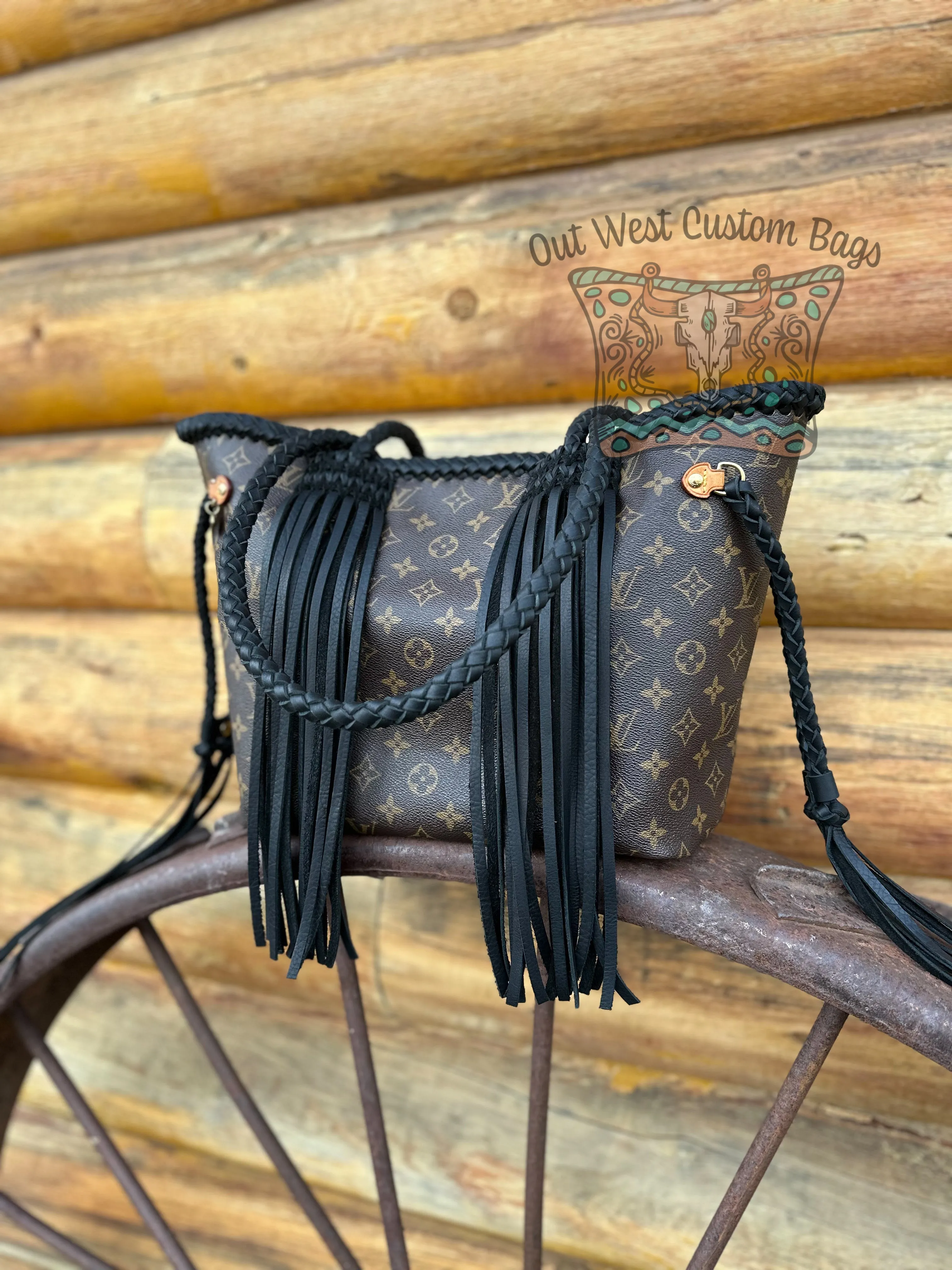 Out West Monogram Neverfull MM Revamped Leather Fringe