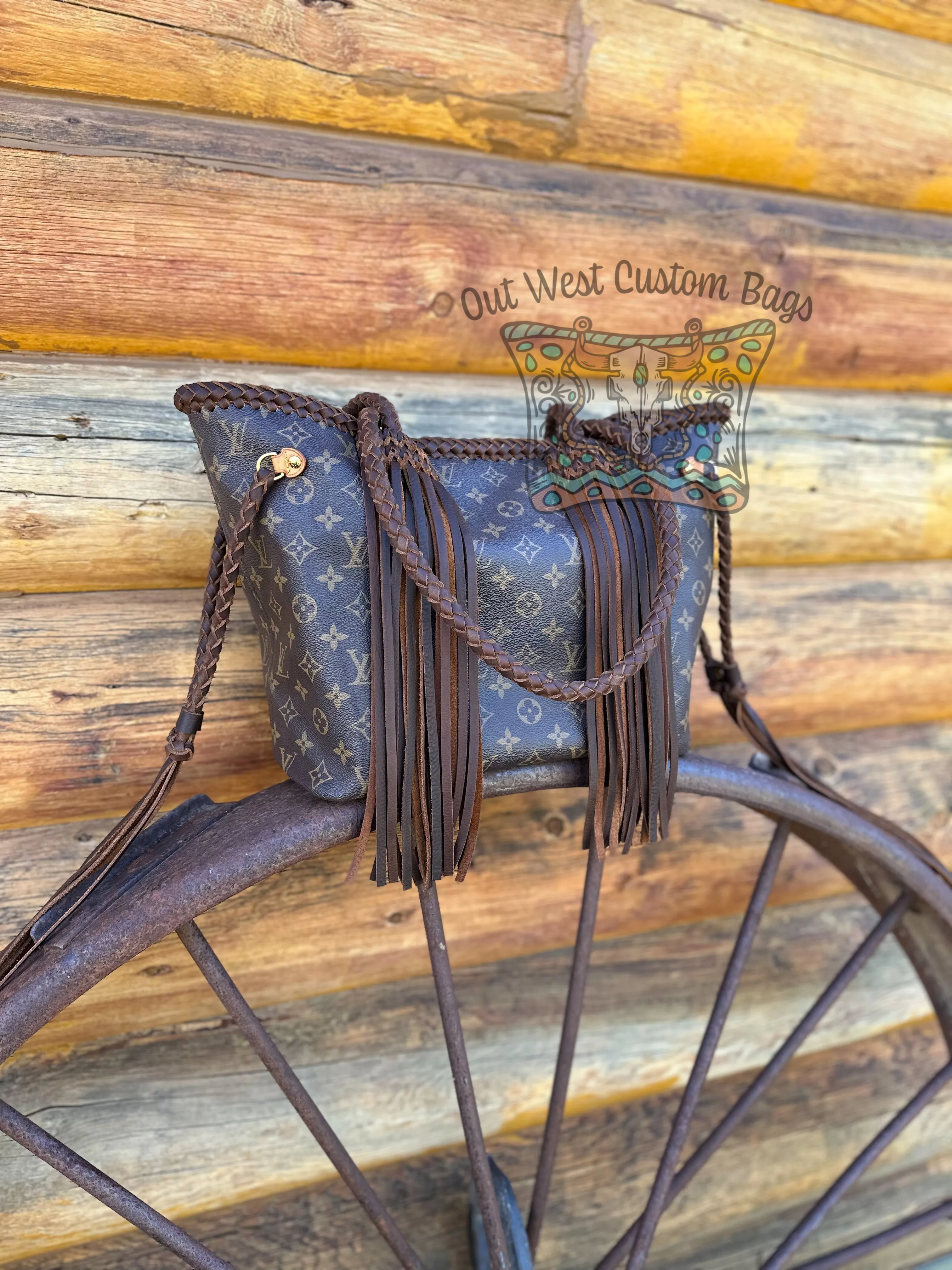Out West Monogram Neverfull MM Revamped Leather Fringe