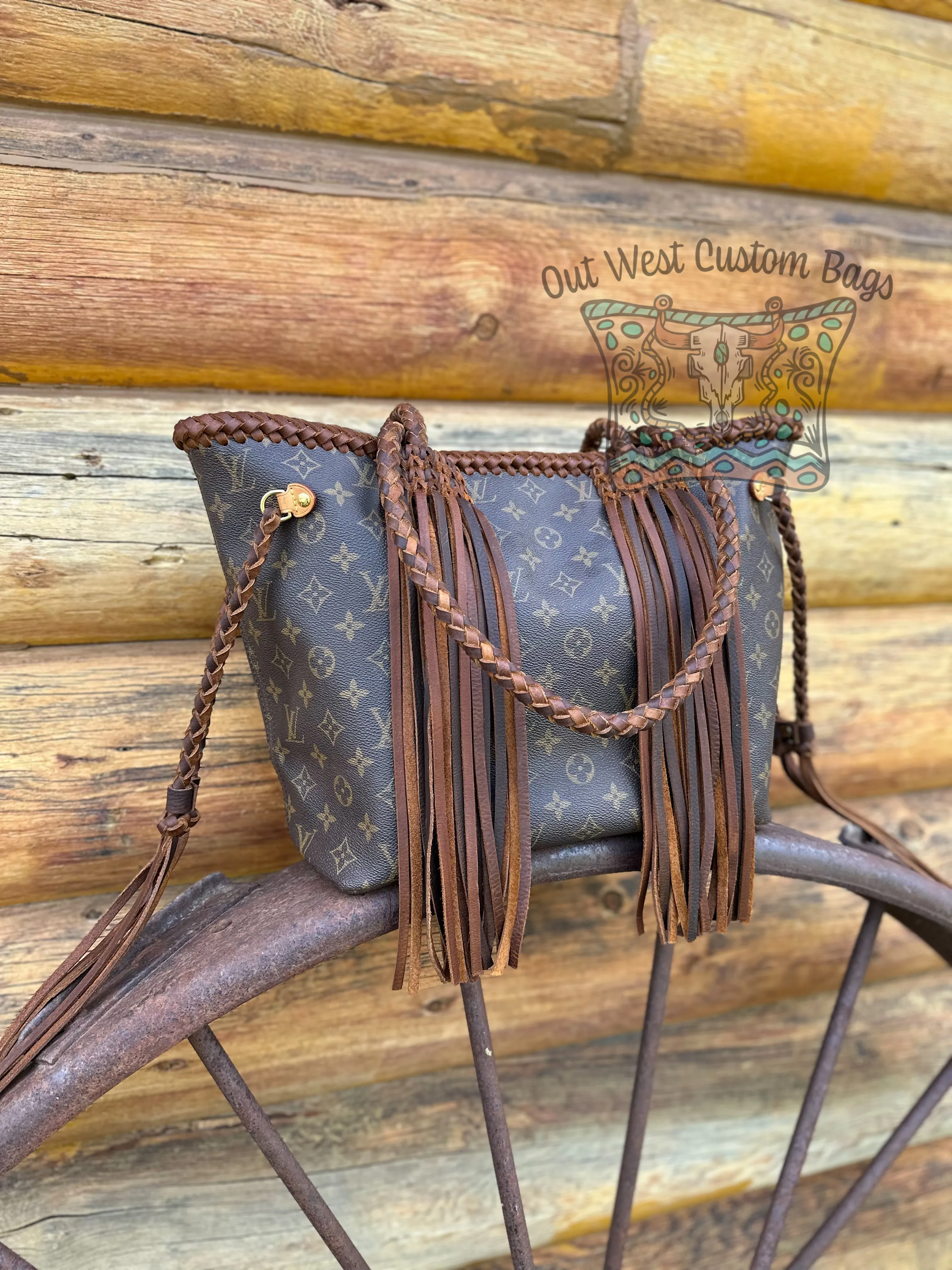Out West Monogram Neverfull MM Revamped Leather Fringe
