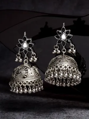 Oxidised Silver Jhumki Earrings