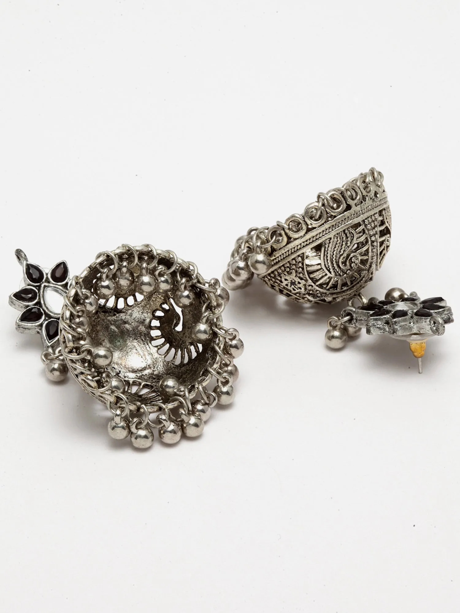 Oxidised Silver Jhumki Earrings