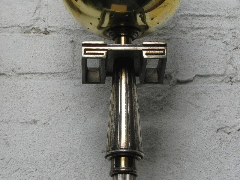 Pair Deco Regency Solid Brass Torchiere Floor Lamps in the Style of Tommi Parzinger
