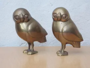 Pair of Vintage Brass Owls
