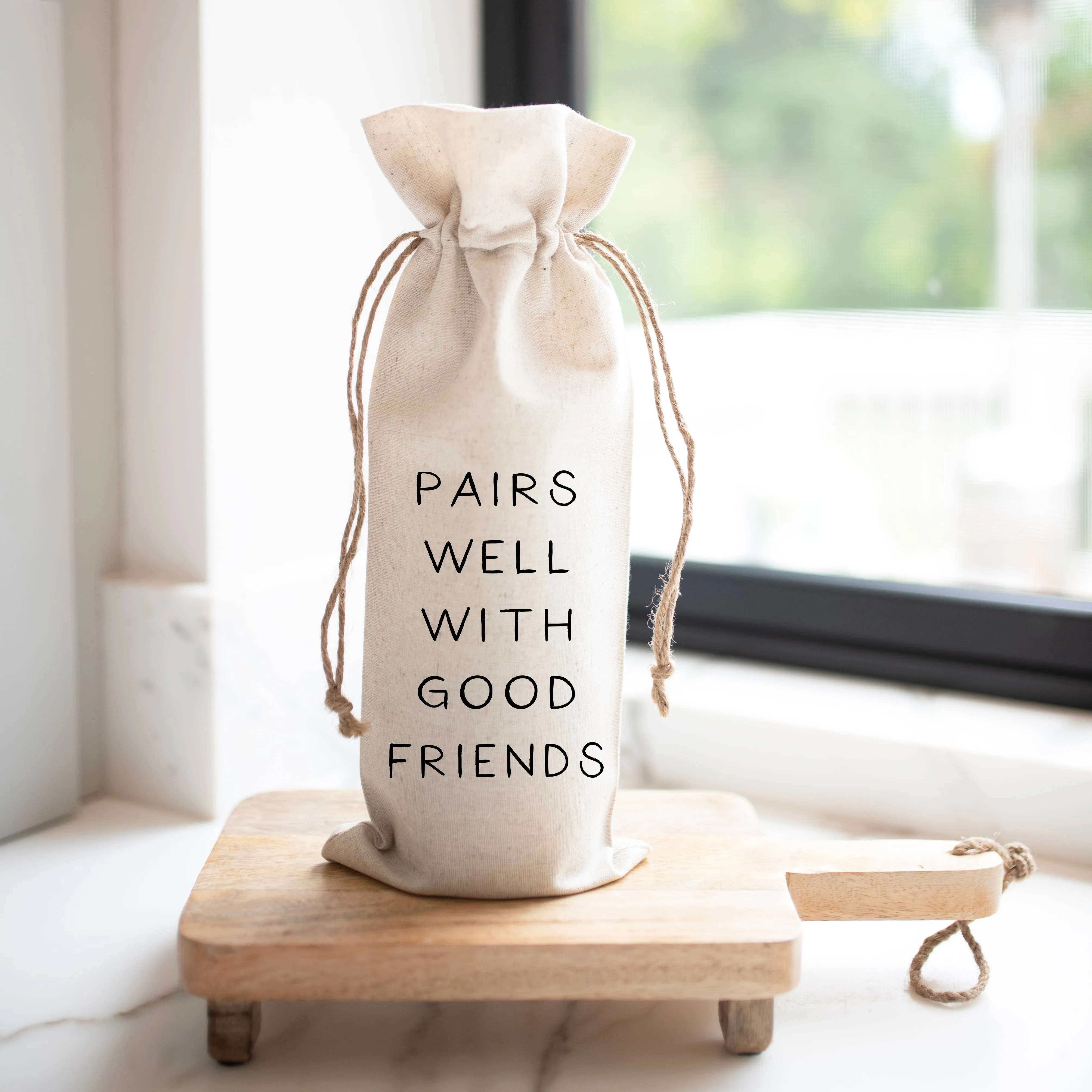 Pairs Well With Good Friends Wine Bag
