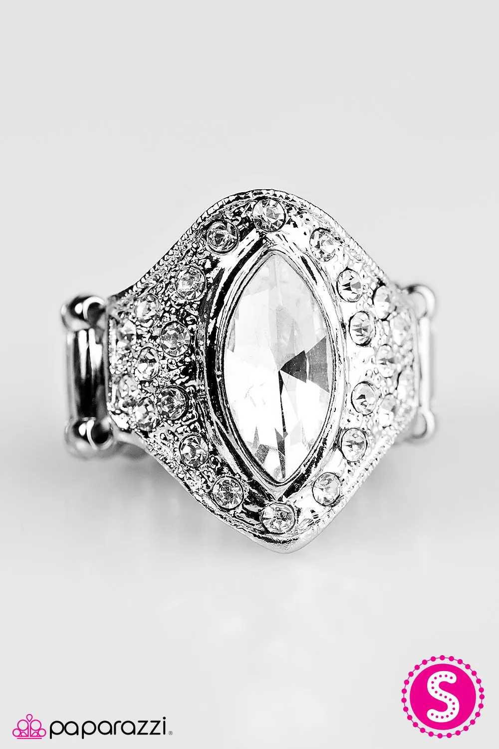 Paparazzi -Boss Up! - White Rhinestone Ring