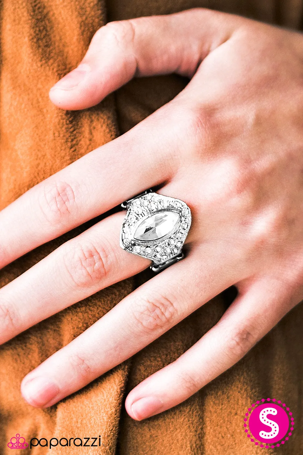 Paparazzi -Boss Up! - White Rhinestone Ring