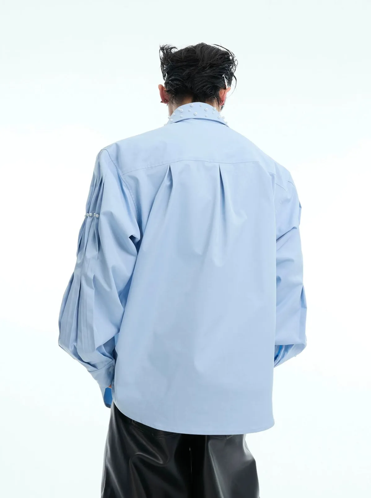 Pearl Embellished Pleated Shirt