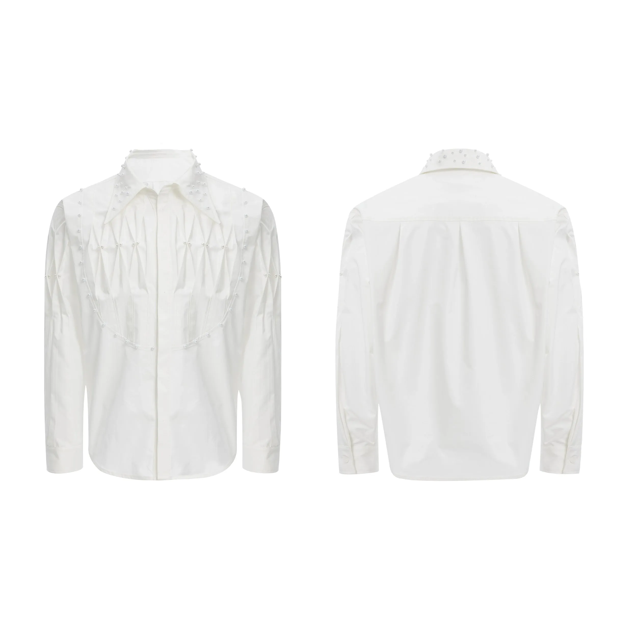 Pearl Embellished Pleated Shirt