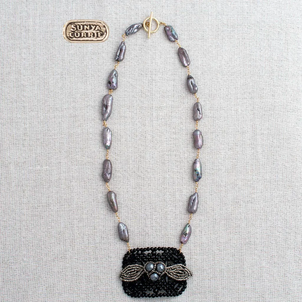 Pearl Necklace with Vintage Buckle