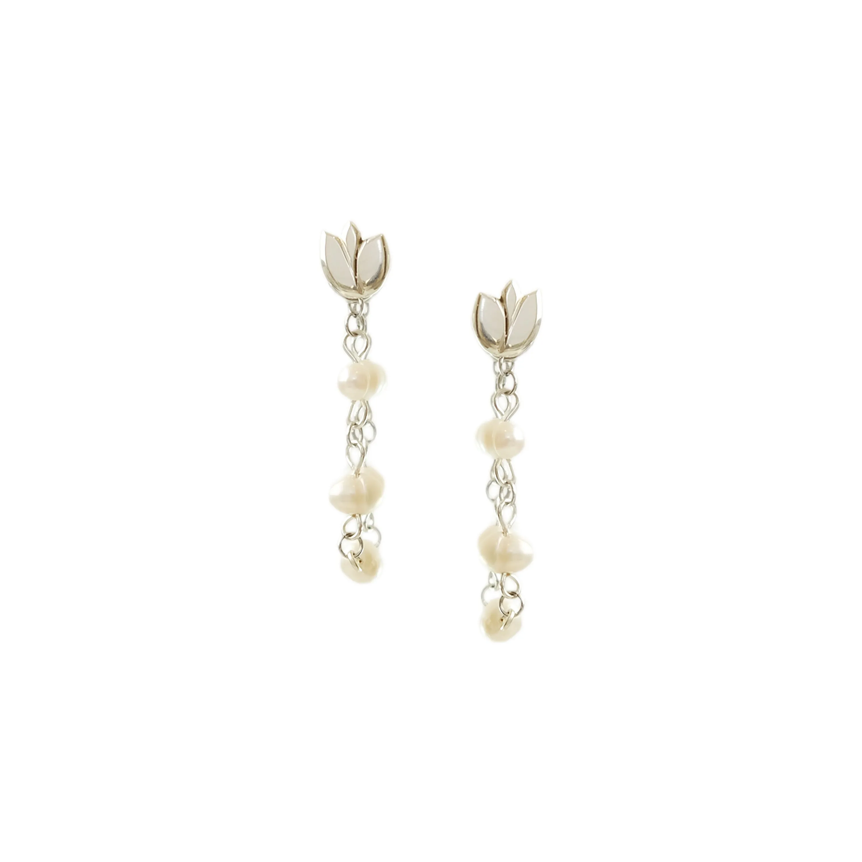 Pearl Rope Danglers in Silver
