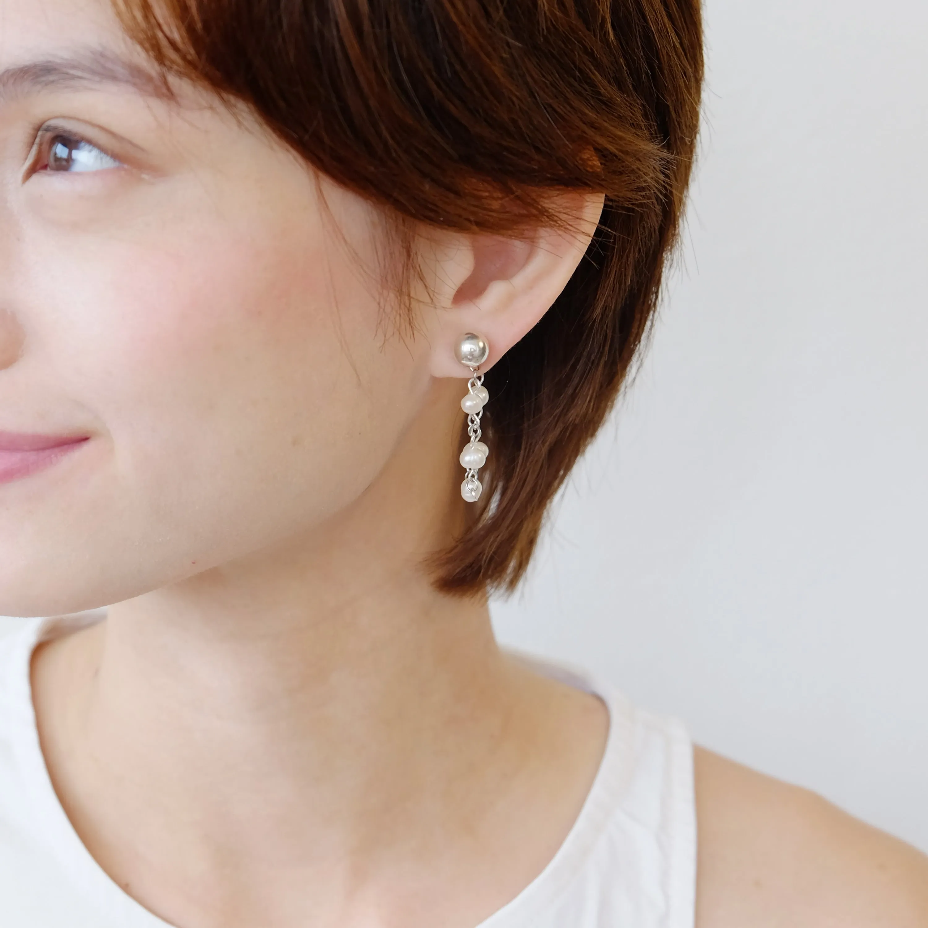 Pearl Rope Danglers in Silver