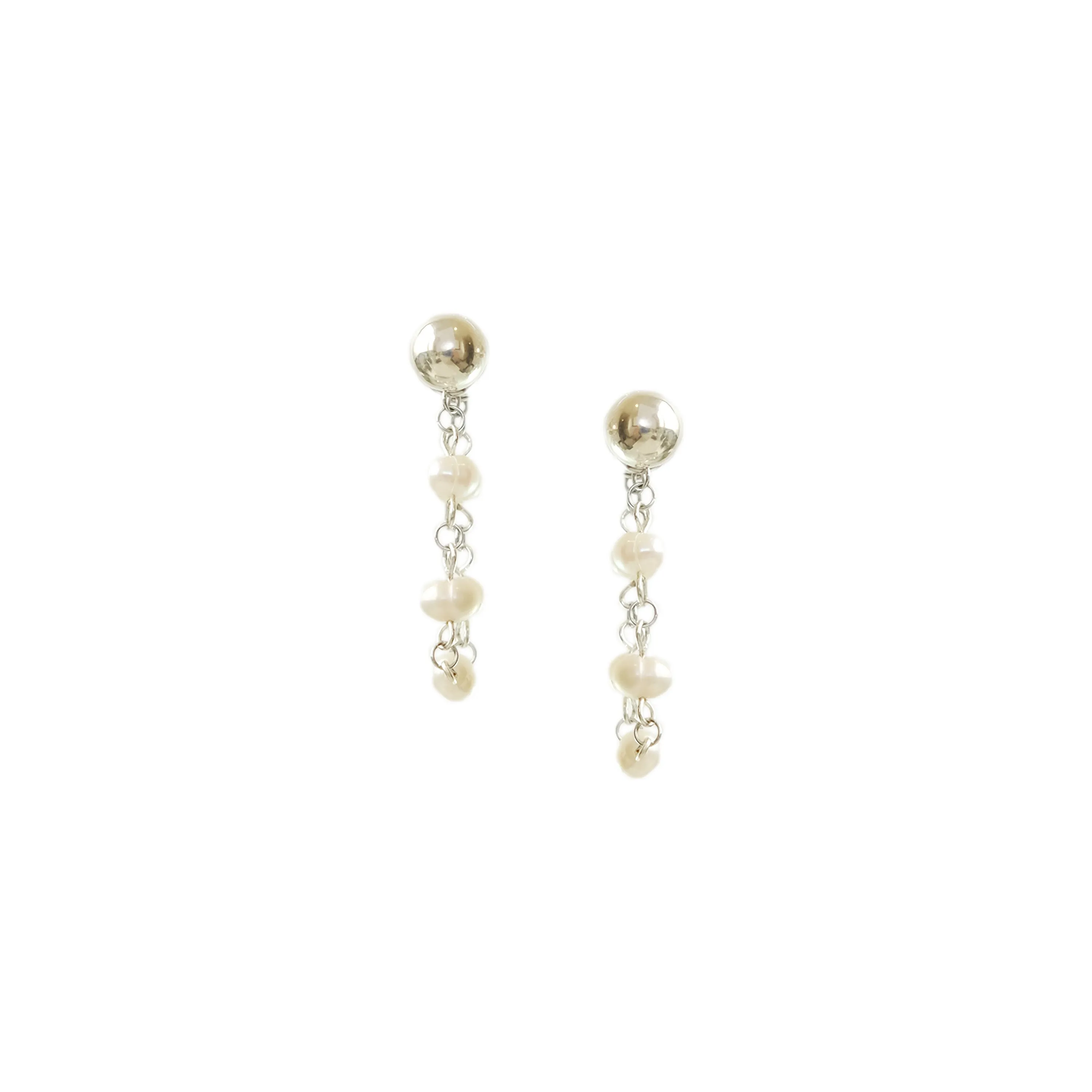 Pearl Rope Danglers in Silver