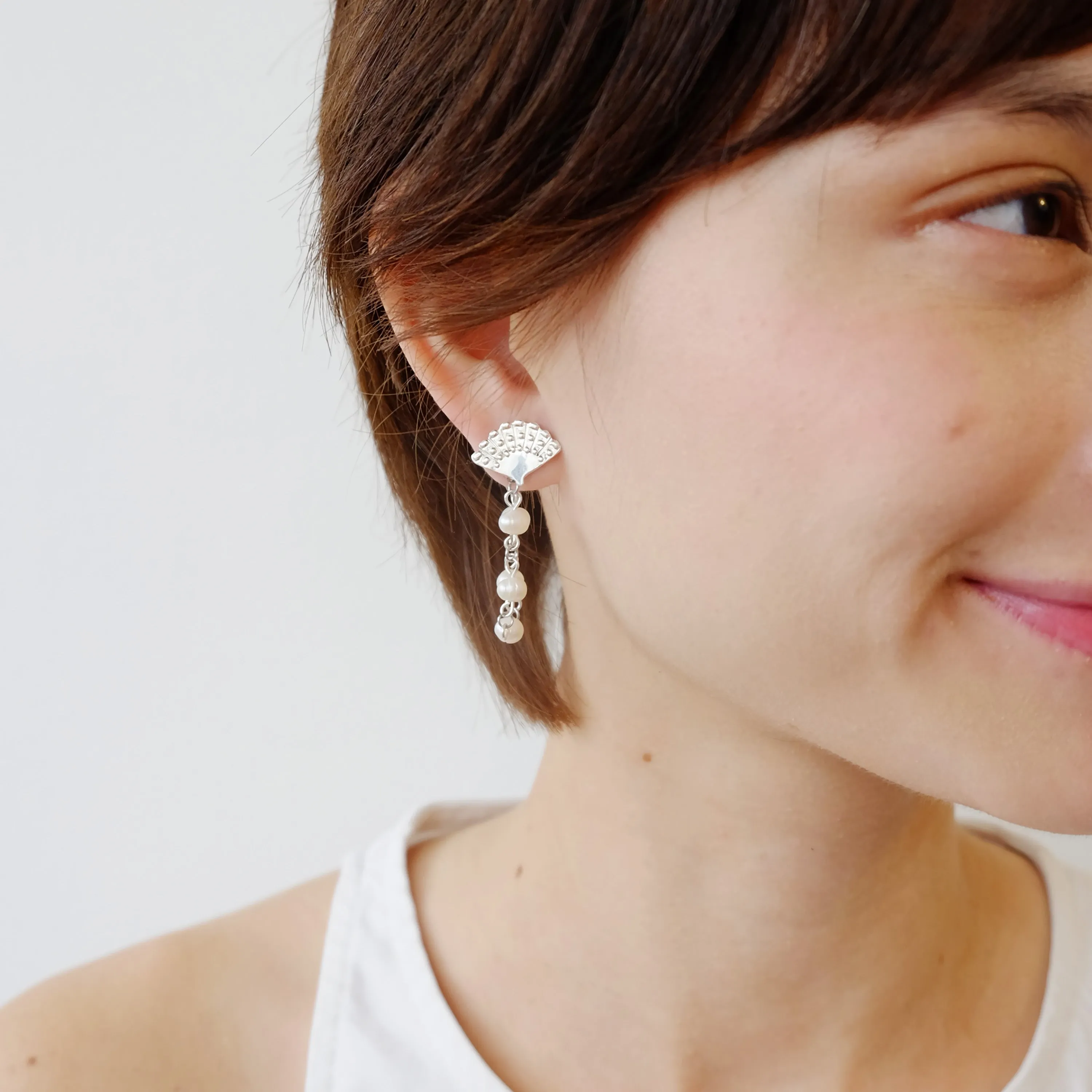 Pearl Rope Danglers in Silver