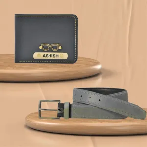 Perfect Vegan Leather Men's Wallet and Belt - Grey