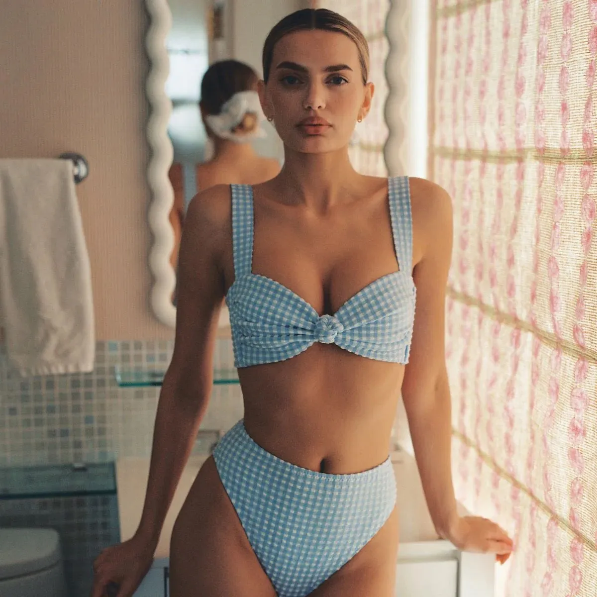 Peri Micro Gingham Hayden Bikini Top